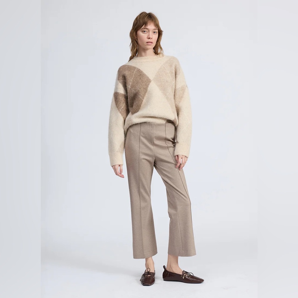 (RG-6) Rag & Bone Irina Ponte Kick Flare Pant In Heather Oatmeal - Picture 7 of 7